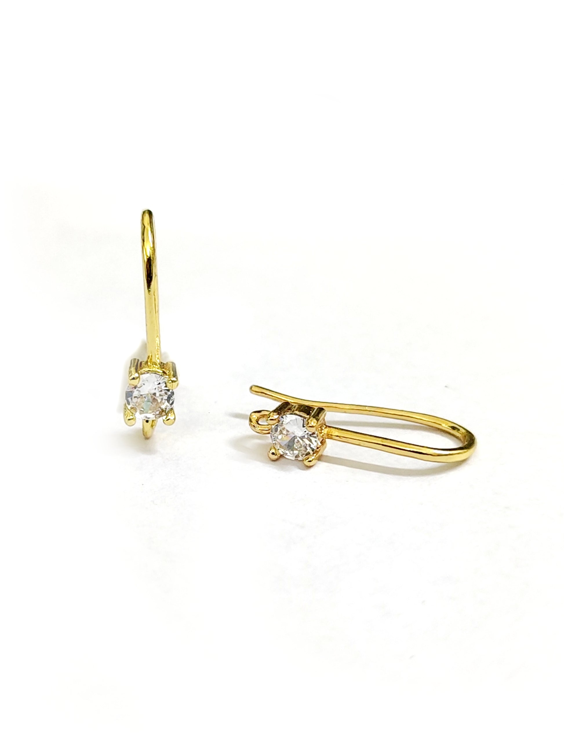 18K gold plated cubic Zirconia stud earring hooks brass  micro pave earring making CZEH01 2 pieces