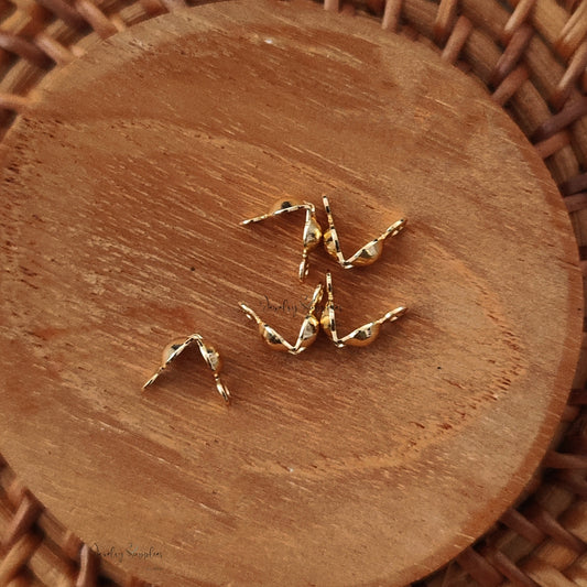 18 k gold plated clamshell covers brass bead tips knot covers 18KBCSCG4 1 cover