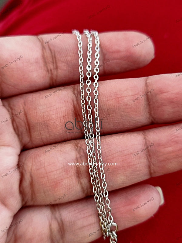 1 mm silver chain necklace tarnish resistant BRASS readymade