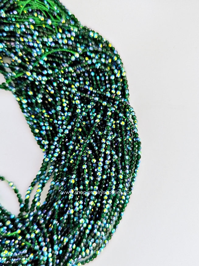 2 mm hydro beads AB green glass beads for beaded jewellery making GHB2ABG 1 strand