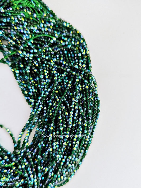 2 mm hydro beads AB green glass beads for beaded jewellery making GHB2ABG 1 strand