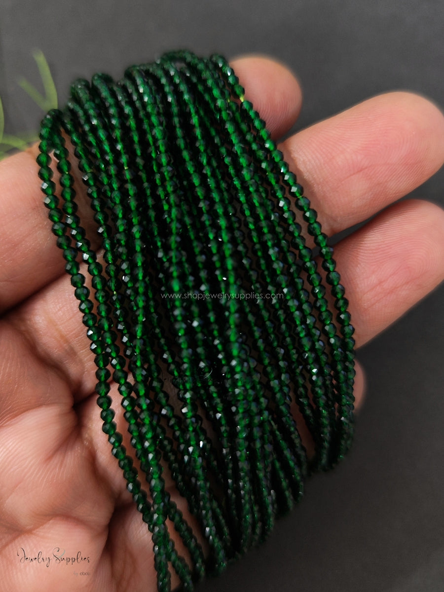 2 mm hydro beads dark green glass beads for beaded jewellery making GHB2DG 1 strand
