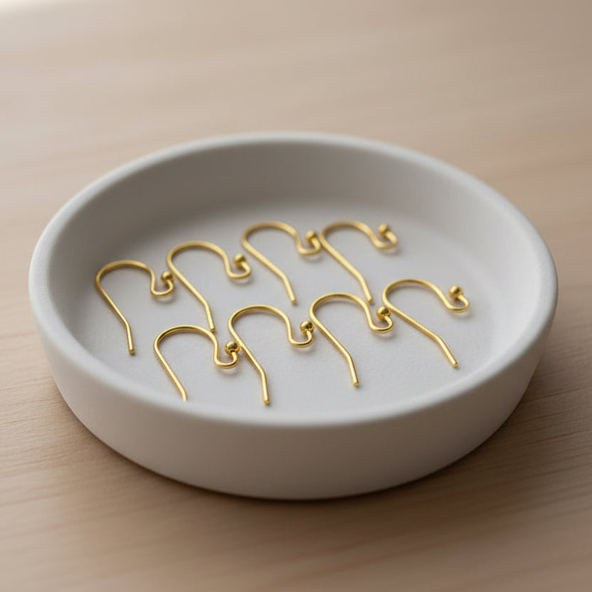 304 Anti tarnish steel Earring Hooks golden ball end ear hook PVD Vacuum Plating SSBEHG20 2 pieces