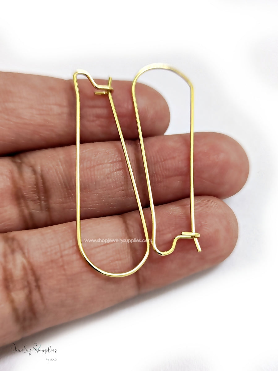 304 stainless steel golden kidney hooks 18 K gold plated earrings wires for dangle earrings EEGKW39 2 pieces