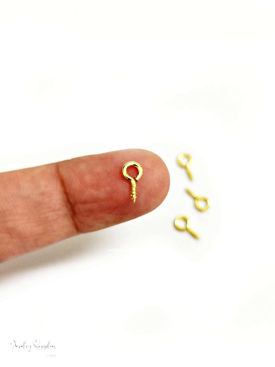304 stainless steel golden screw eye pins 18 k gold plated eyelet screw jewellery making materials