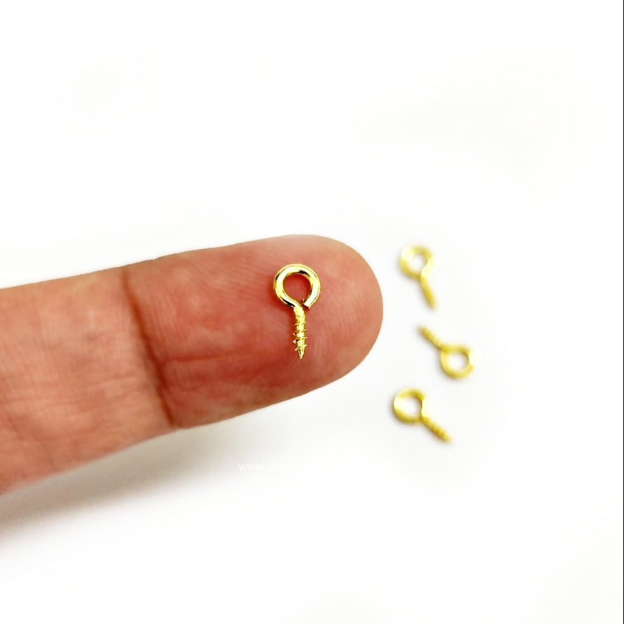 304 stainless steel golden screw eye pins 18 k gold plated eyelet screw jewellery making materials