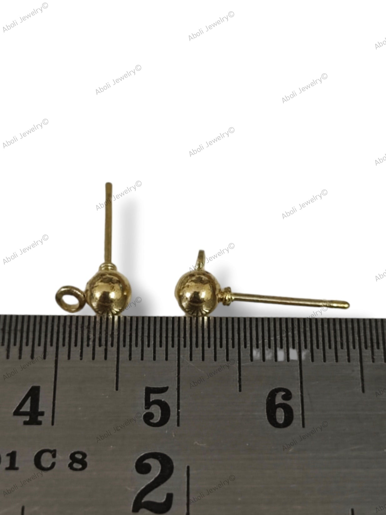 4 mm golden ball stud earrings components gbs4 - Jewelry Supplies