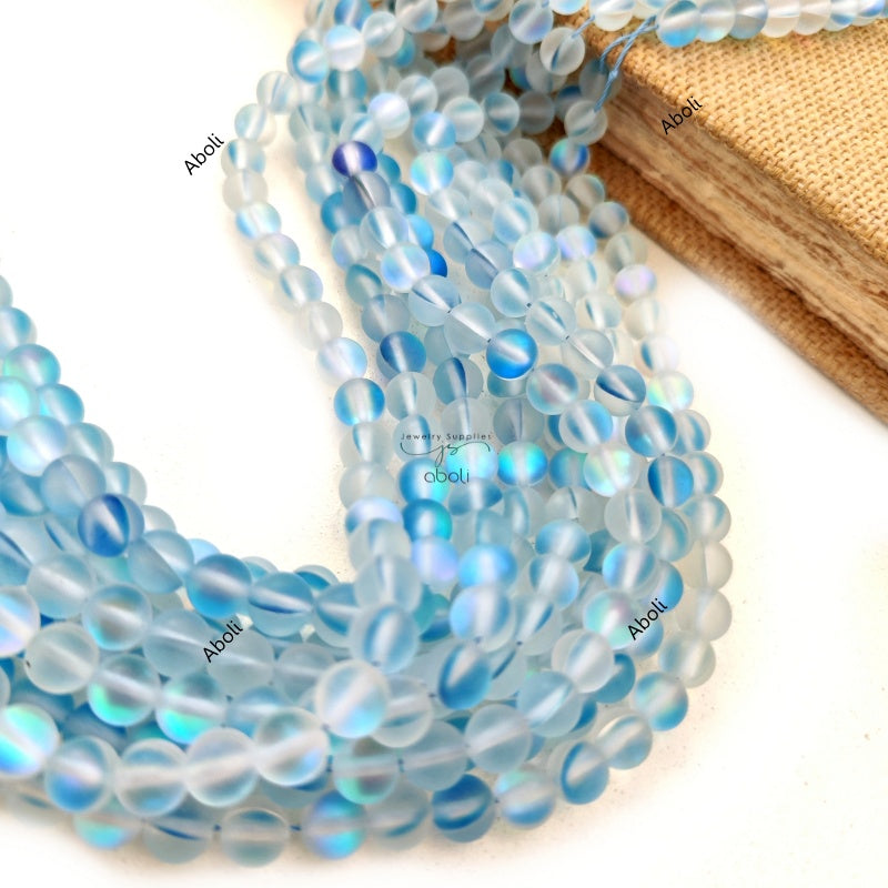 8 mm Aura Beads Aura Quartz Beads Blue And Grey shades Round Gemstone Beads AQB803