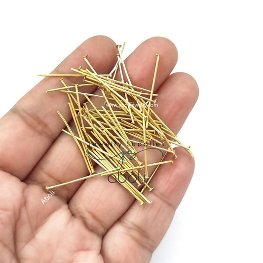 2.5 cm Golden headpins 1 inch tarnish resistant brass head pins HPBG25