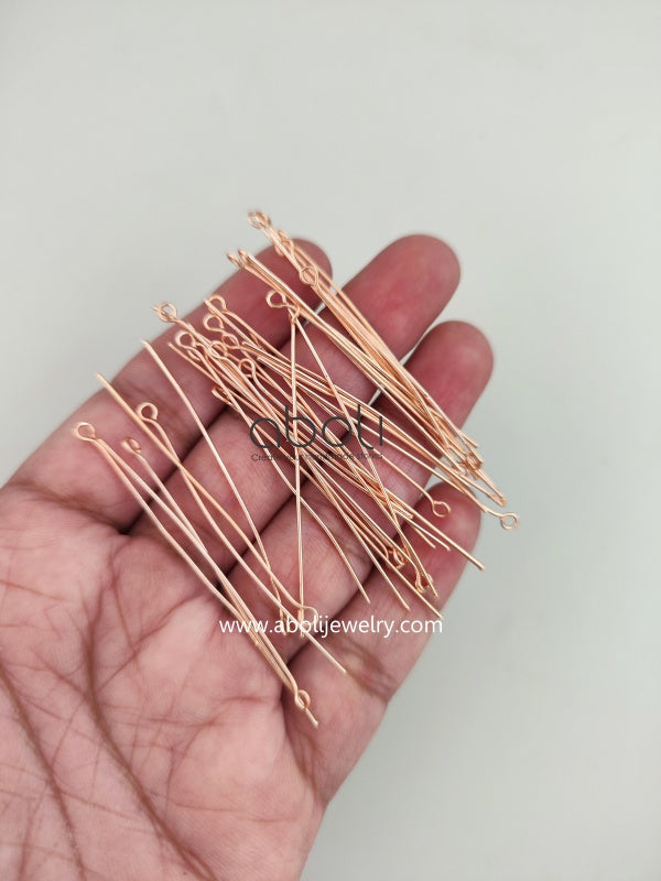 Tarnish resistant 5 cm rose gold eyepins - Jewelry Supplies