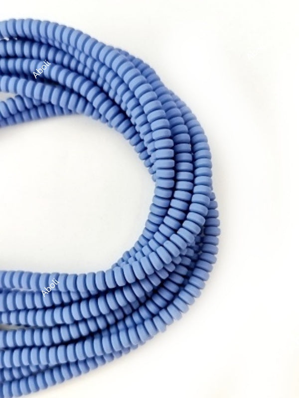 Cornflower blue disc polymer clay beads tyre shaped beads 6 x 3 mm PCB08 1 full strand