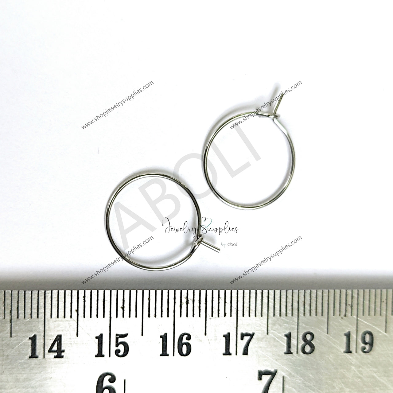 316 Surgical stainless steel earring hoops 15 mm silver hoop earring huggies hypoallergenic SSEHS15 - Jewelry Supplies