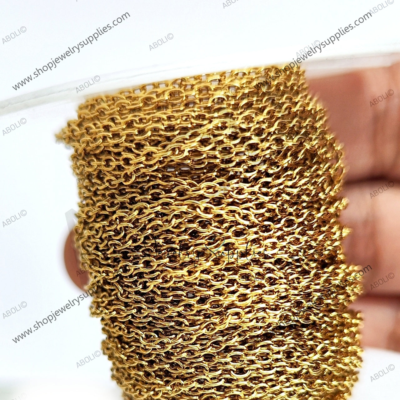 Golden 304 Stainless Steel Chain oval link cable chain for anti tarnish jewellery making SSGC15 1 meter