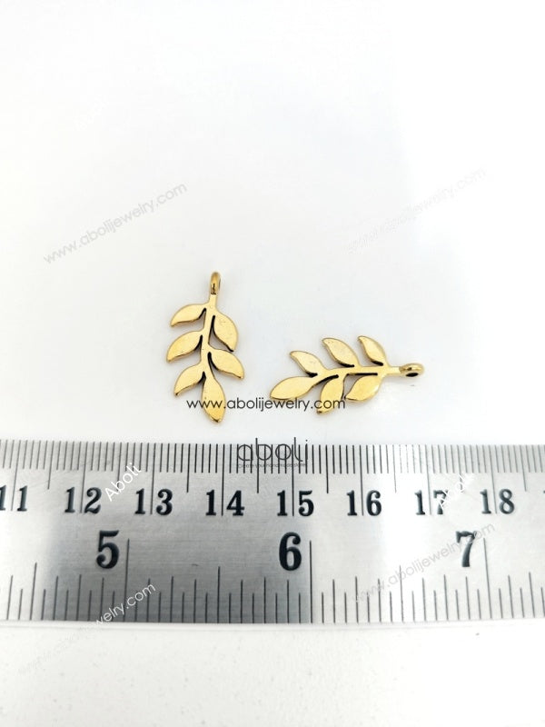 Golden leaf Charms golden twig charm CHMG119 2 charms