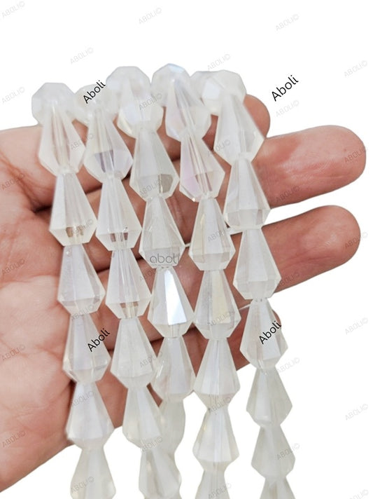 Faceted cone glass beads dreamcatcher clear crystal beads 15 x 10 mm FGB128