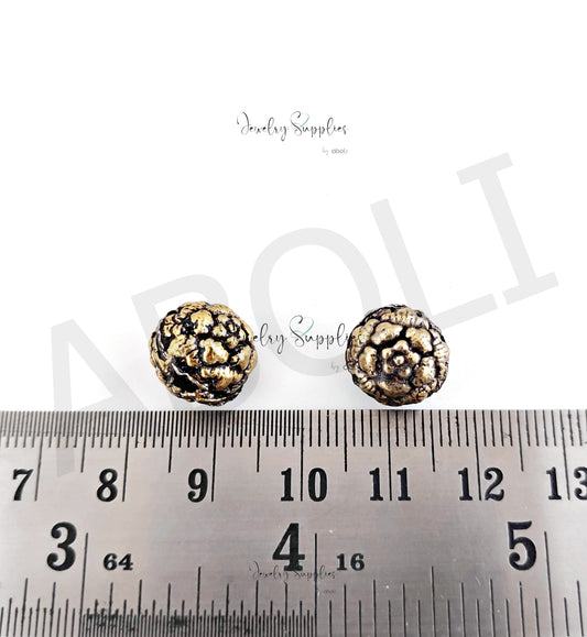 Golden Brass beads 12 x 11 mm floral premium brass FBBS25 1 bead