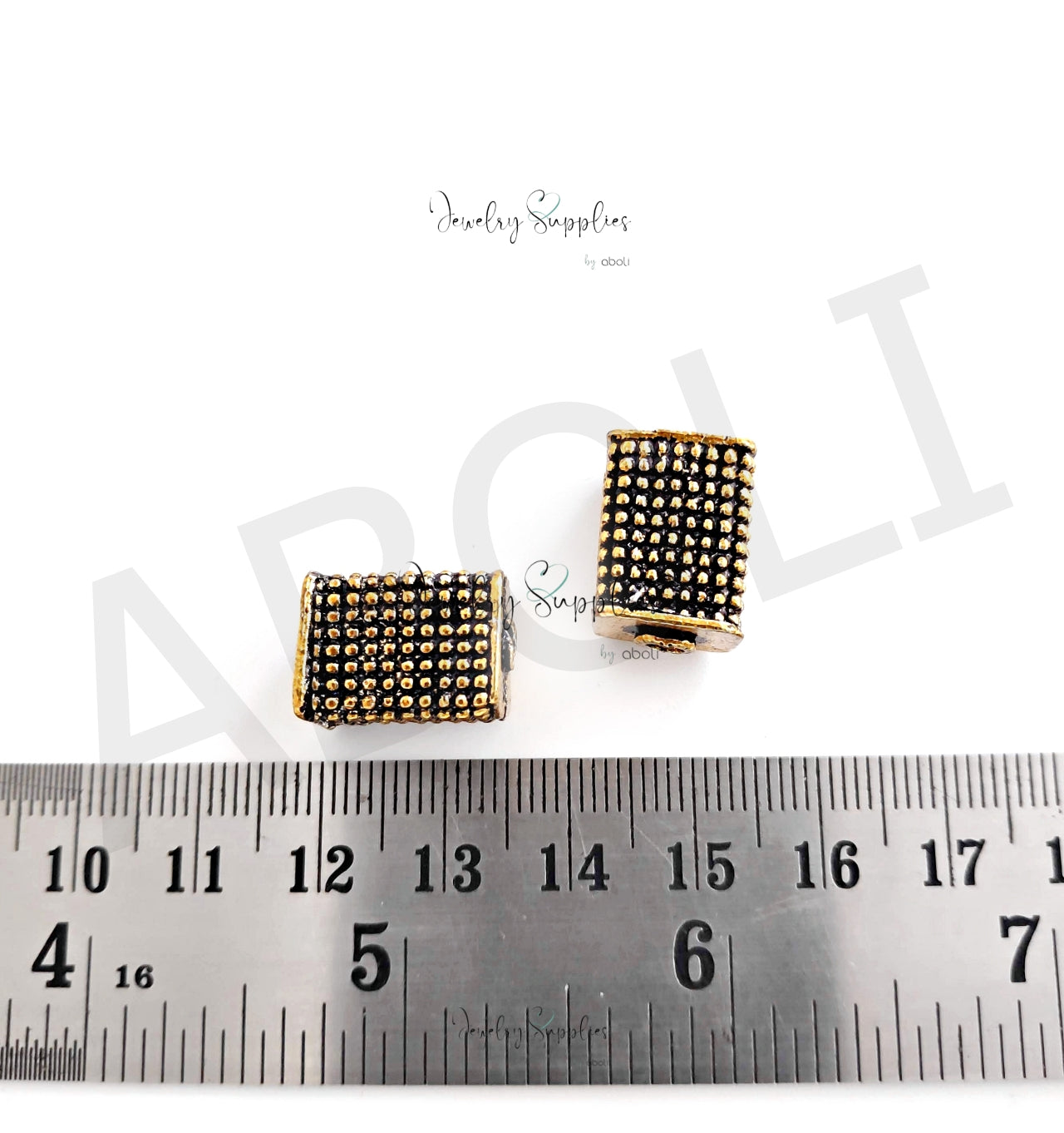 Antique golden rectangle beads 15 x 12 mm premium brass FBBS27 1 bead