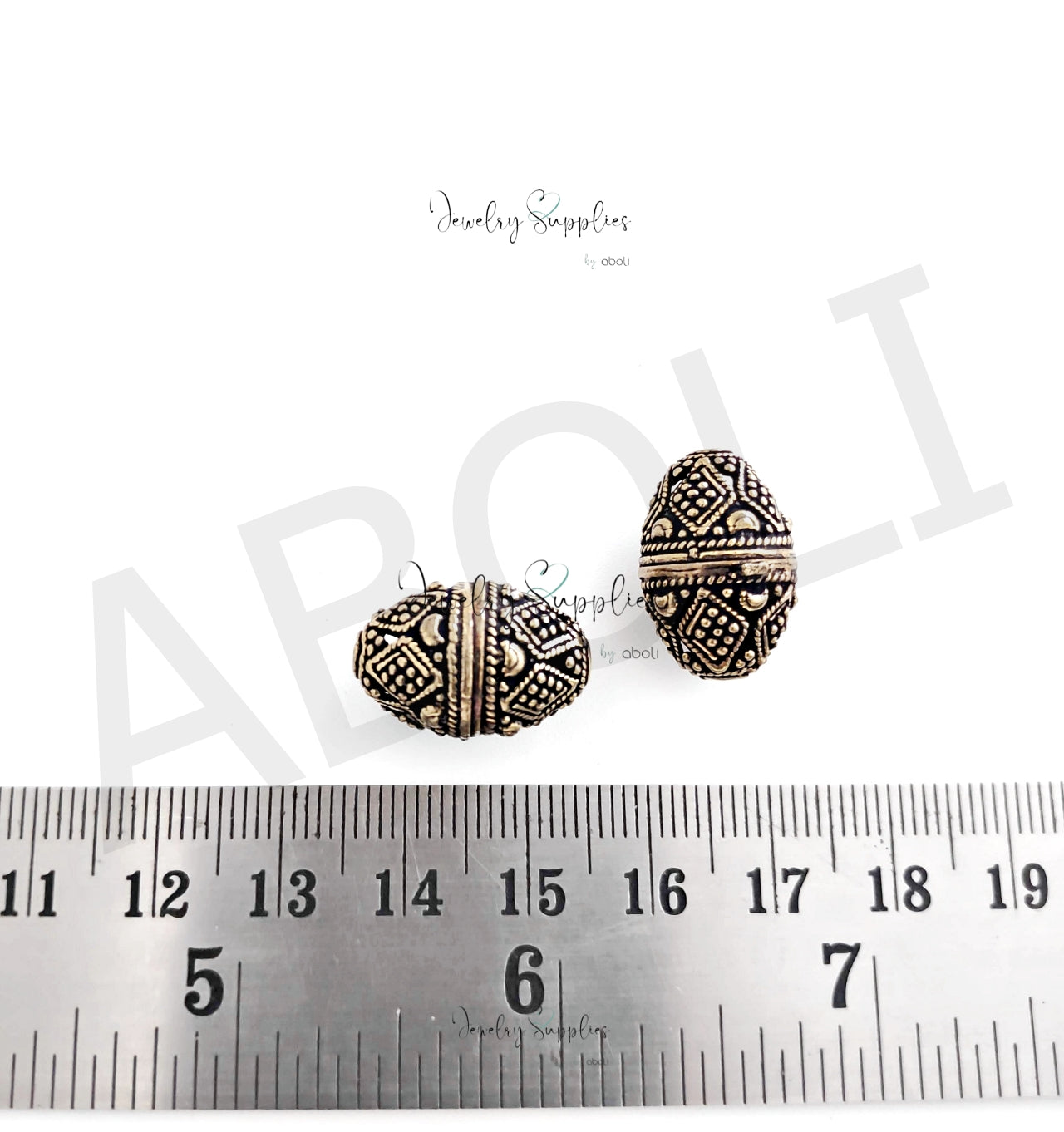 Antique golden oval filigree beads 19 x 13 mm premium brass FBBS30 1 bead