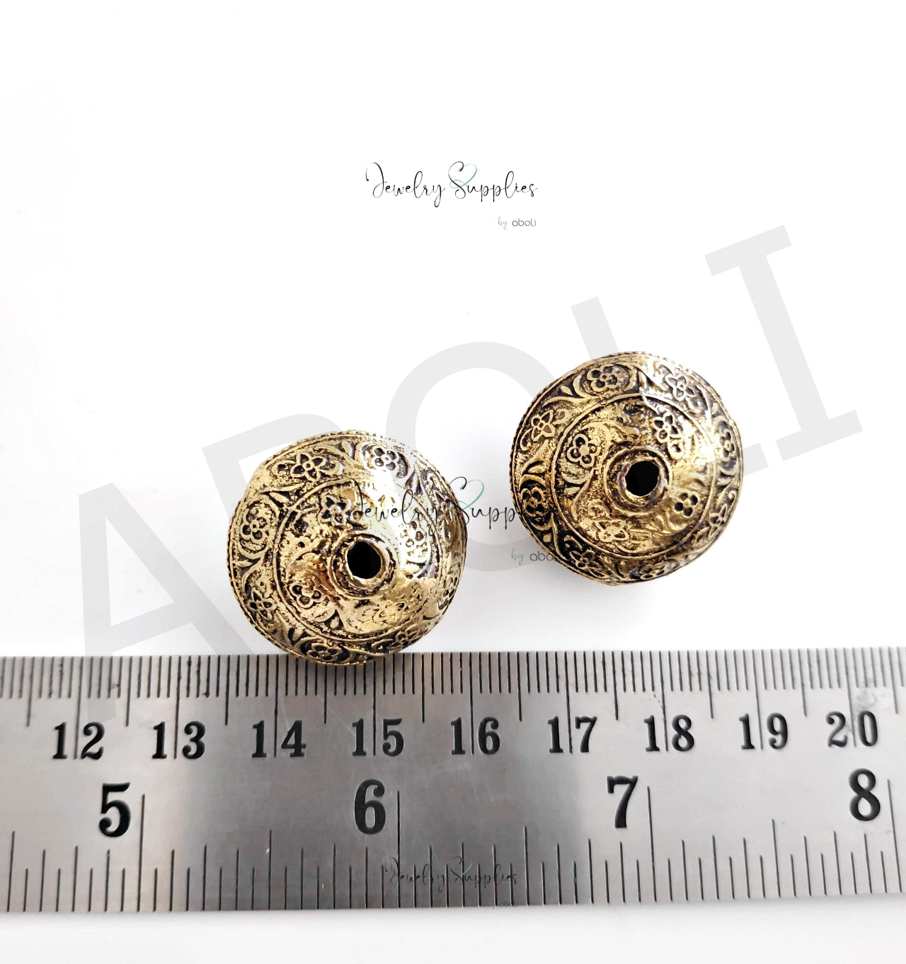 Antique golden saucer shaped bead 24 x 18 mm premium brass big bead FBBS31 1 bead