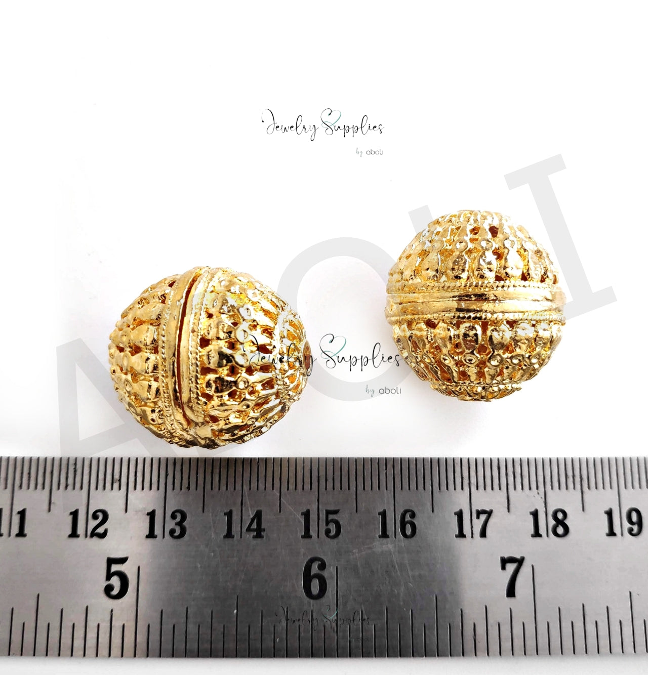 Bright golden filigree bead 24 x 22 mm premium brass big bead FBBS33 1 bead