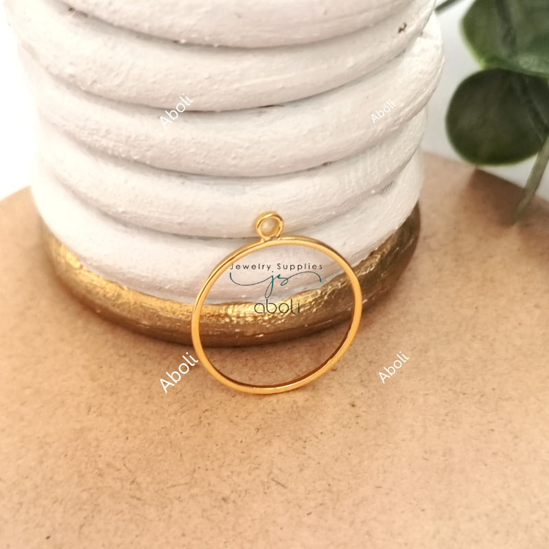 Anti Tarnish Golden Round Resin Bezel Open Bezel Bezel Frame Resin Jewellery 2 cm ATRBB03