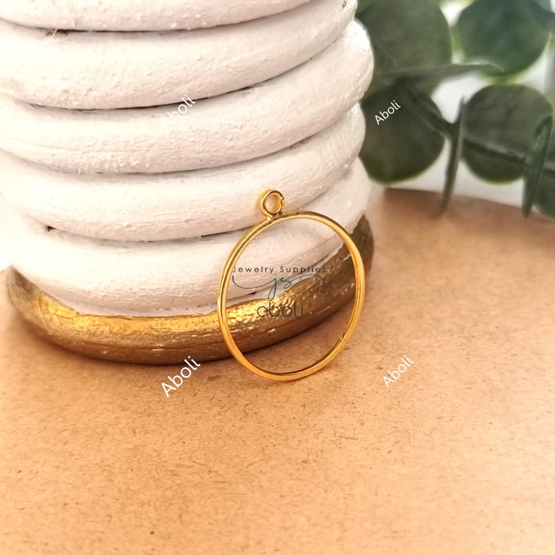 Anti Tarnish Golden Round Resin Bezel Open Bezel Bezel Frame Resin Jewellery 2 cm ATRBB03