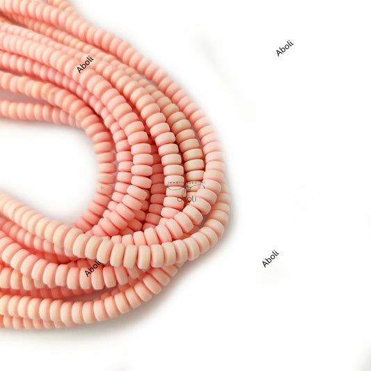 Pink disc polymer clay beads coloured tyre shaped beads 6 x 3 mm PCB11 1 full strand