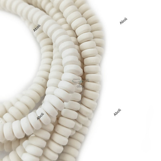 White disc polymer clay beads coloured tyre shaped beads 6 x 3 mm PCB10 1 full strand