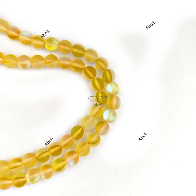8 mm Yellow Aura Beads Aura Quartz Beads Yellow and Grey Round Gemstone Beads AQB810