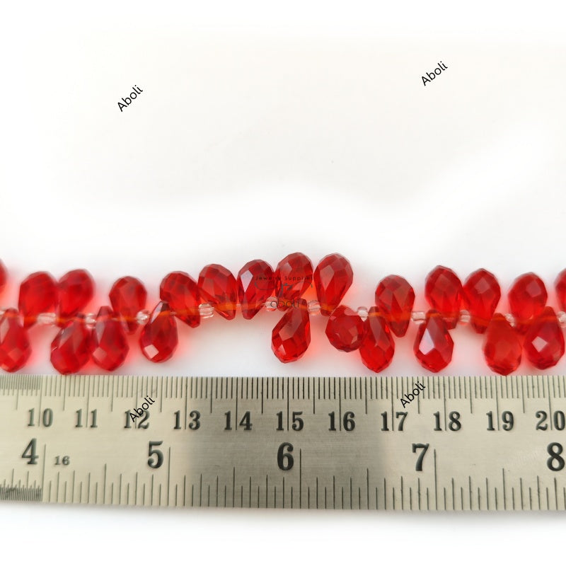 Red briolette beads drop beads Faceted Glass Beads 14 x 8 mm FGB61