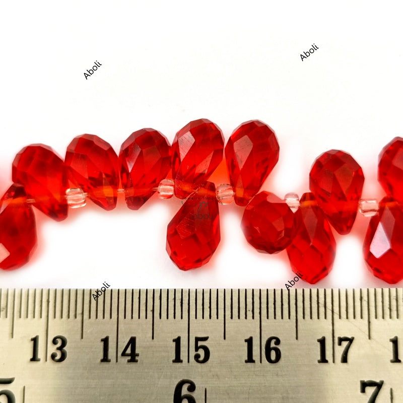 Red briolette beads drop beads Faceted Glass Beads 14 x 8 mm FGB61
