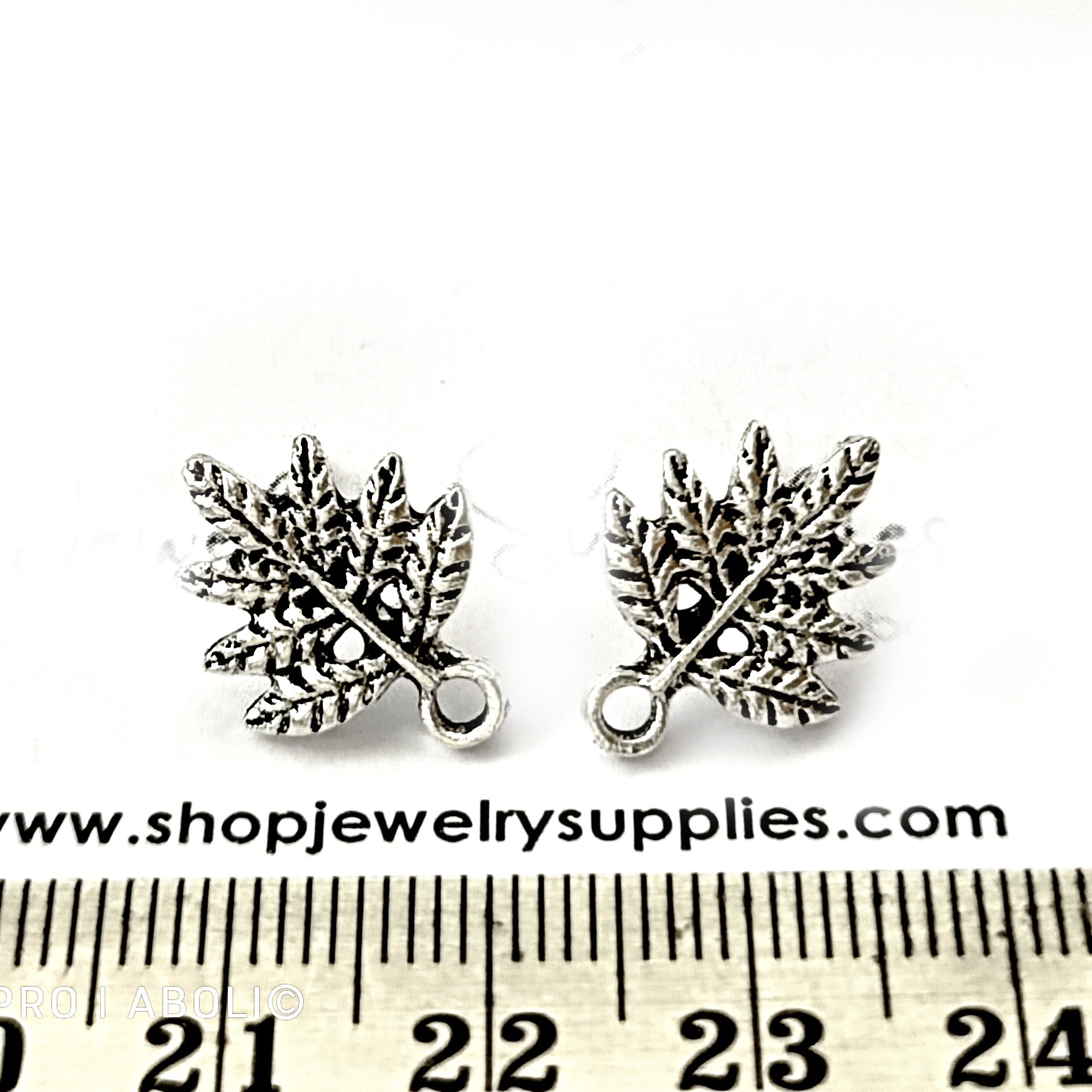 Silver leaf stud earring components metal earrings findings ESS98