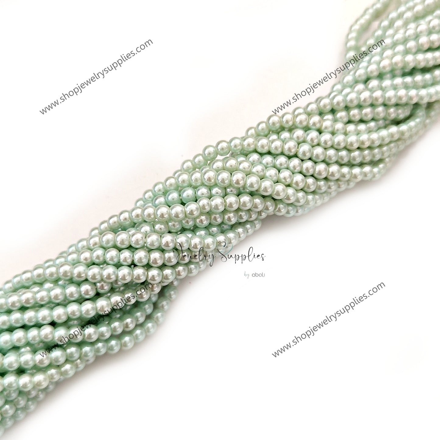 3 mm coloured glass pearl beads shades of pistachio GPB3C03