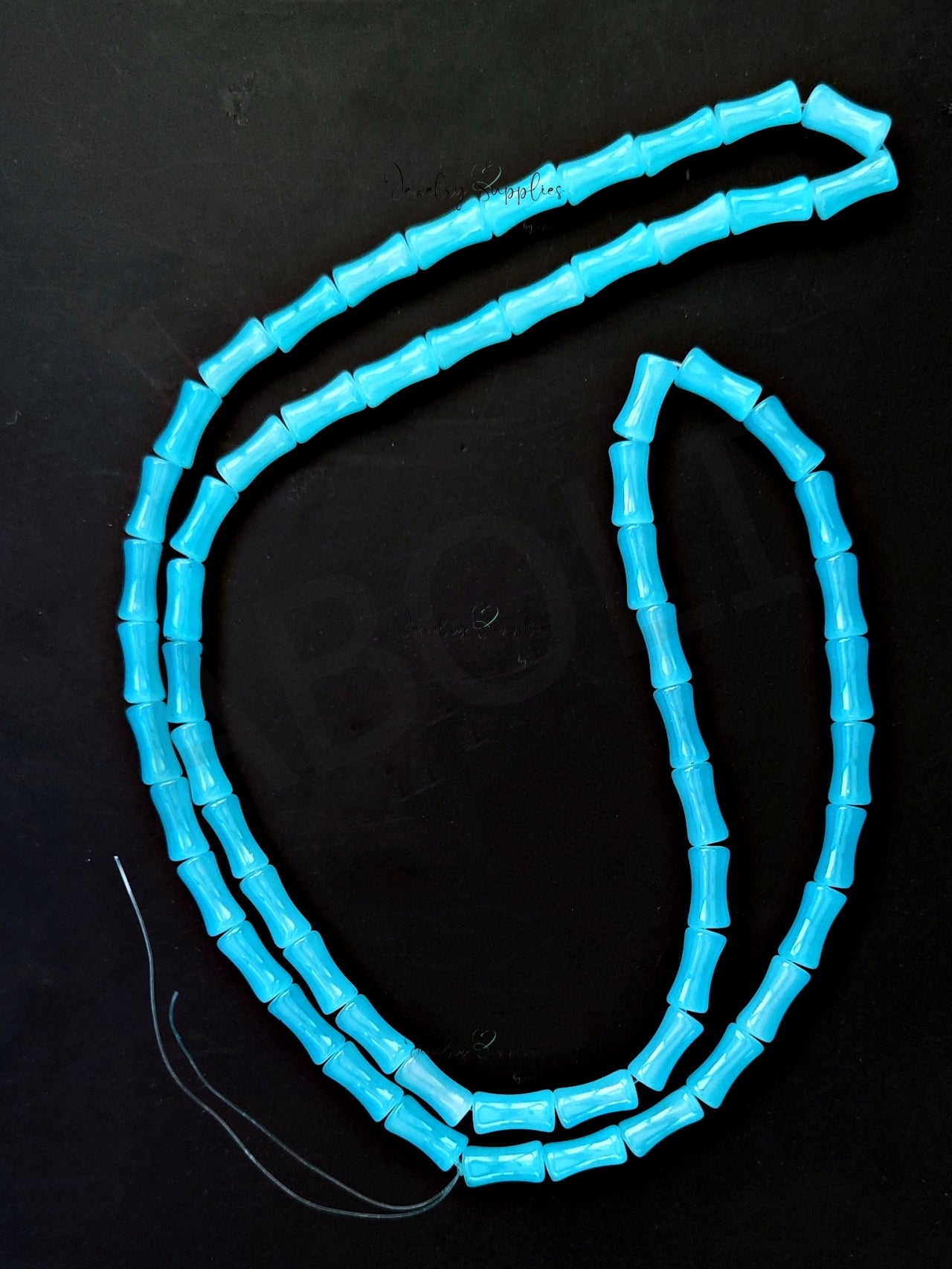 Light blue bamboo glass beads glass tube beads X 6 mm GBBT7 Full strand