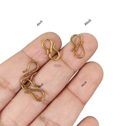 Tarnish resistant brass antique golden S hook SHS06 10 hooks