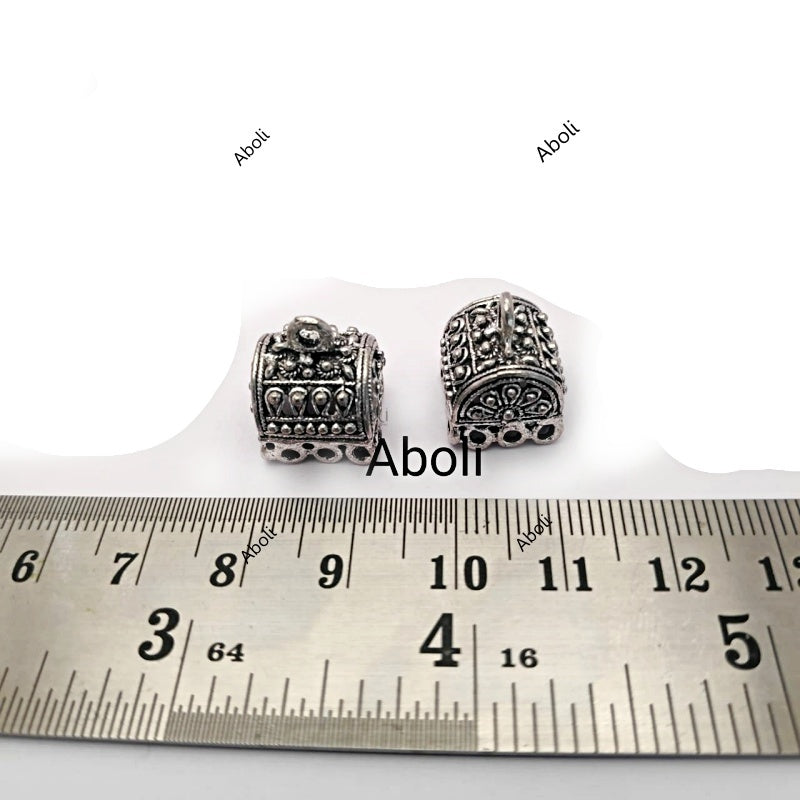 Sandook, treasure chest shape Silver jhumka bases MJBS03
