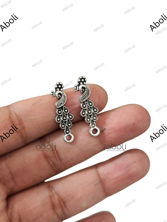 Silver peacock stud earring components metal earrings findings ESS100