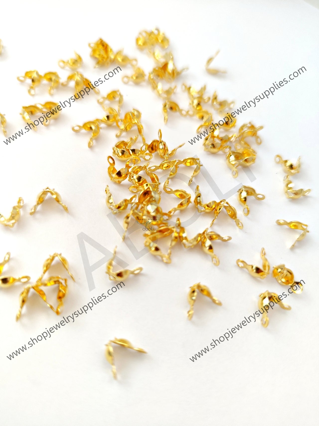 Golden clamshell covers clamshell bead tips knot covers MCSCG4 10 gm