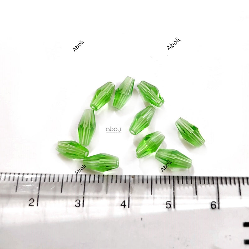 8 x 5 mm green bicone beads green glass beads FGB110