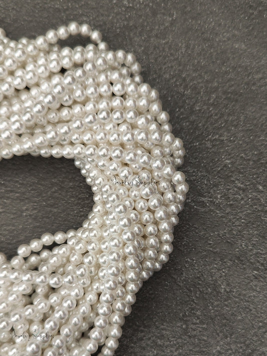 ABS poly 6 mm white pearl beads Japanese pearls for bridal pearl jewellery making ABSPW6 1 strand of 60 inch