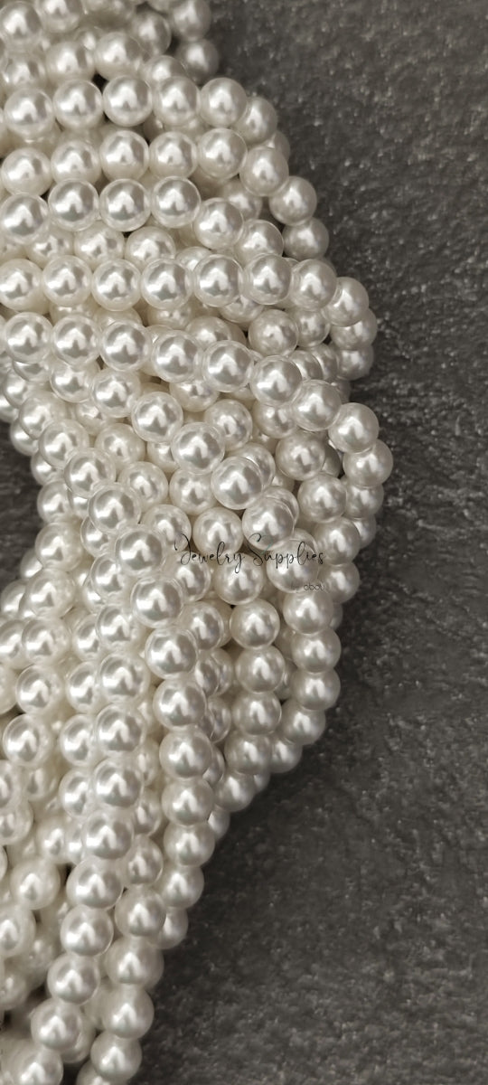 ABS poly 6 mm white pearl beads Japanese pearls for bridal pearl jewellery making ABSPW6 1 strand of 60 inch