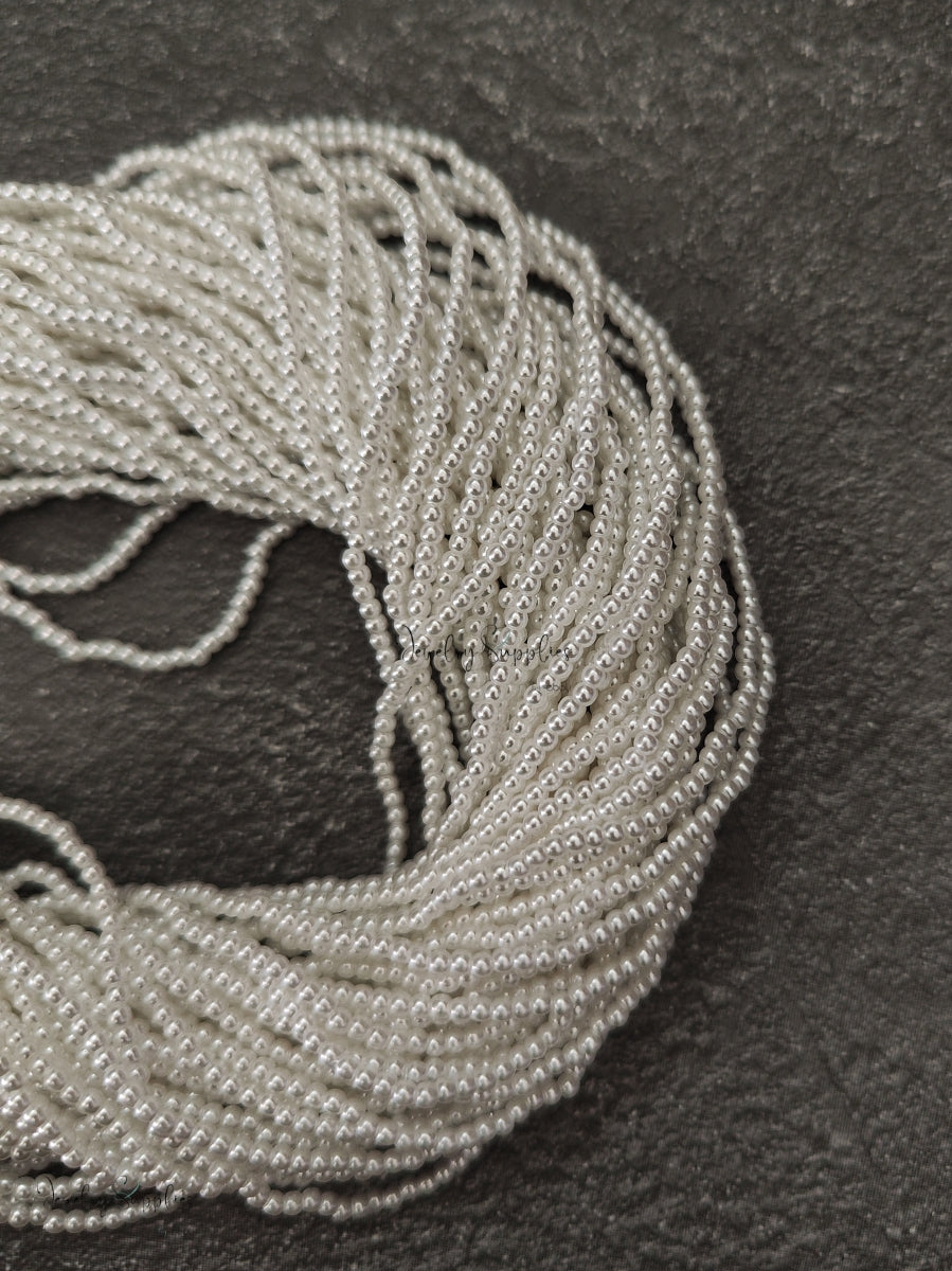 ABS poly 3 mm white pearl beads Japanese pearls for bridal pearl jewellery making ABSPW3 1 strand of 60 inch