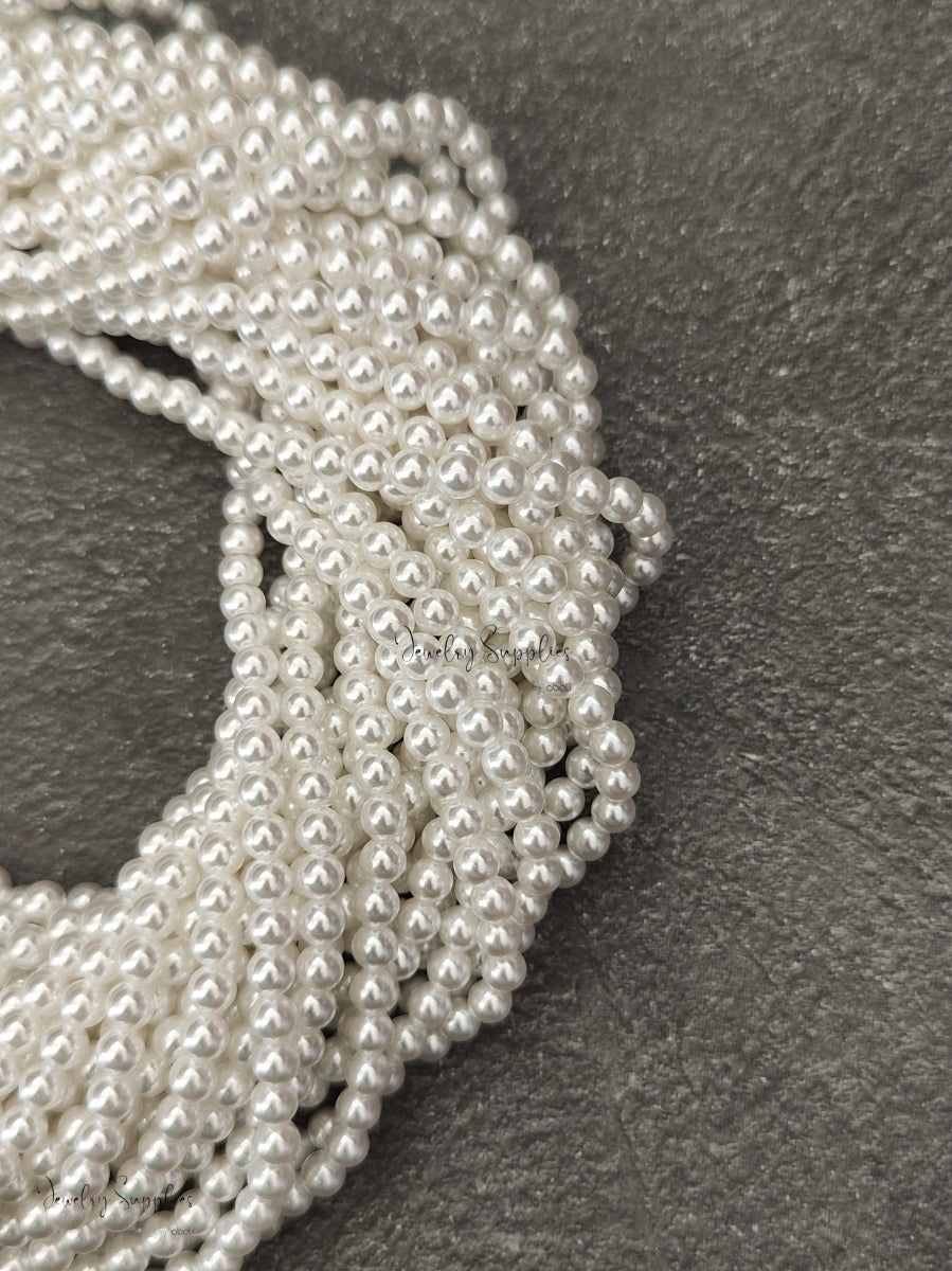ABS poly 5 mm white pearl beads Japanese pearls for bridal pearl jewellery making ABSPW5 1 strand