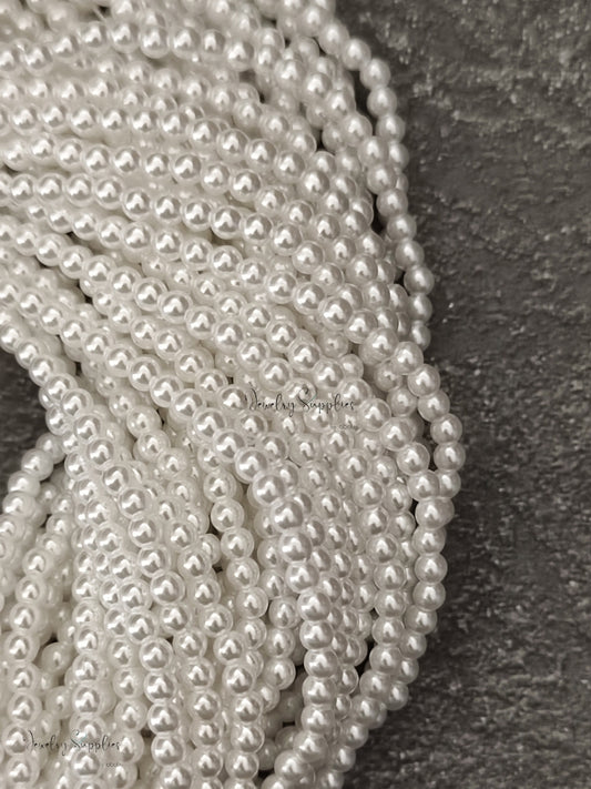 ABS poly 5 mm white pearl beads Japanese pearls for bridal pearl jewellery making ABSPW5 1 strand of 60 inch