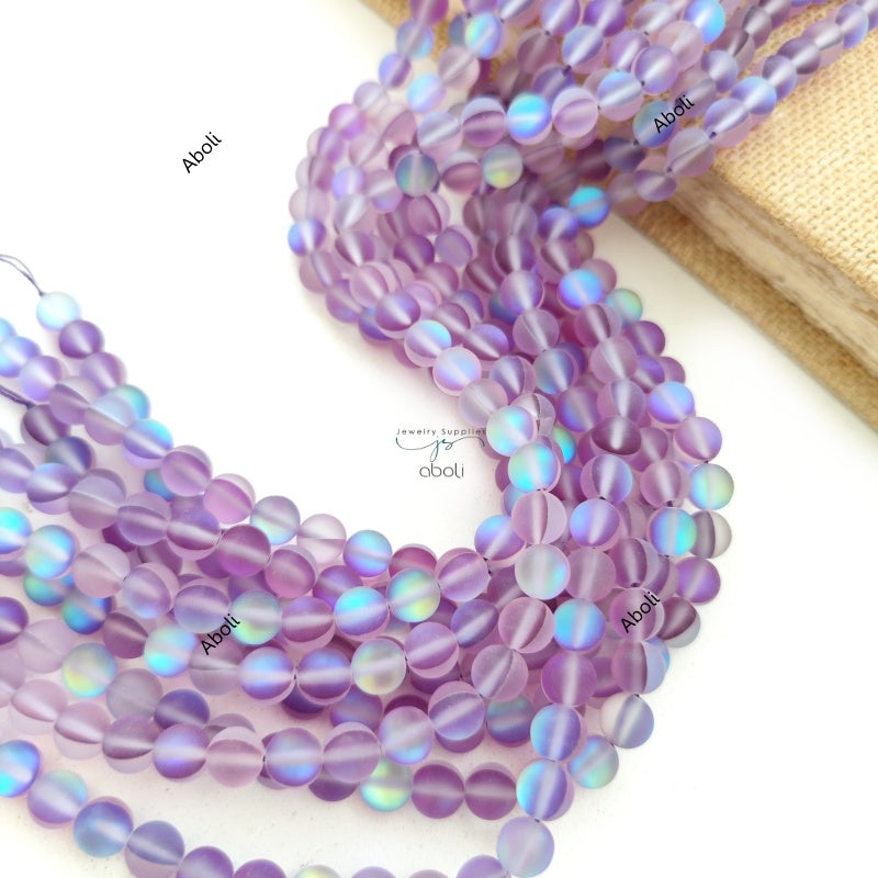8 mm Aura Beads Aura Quartz Beads Violet purple shades Round Gemstone Beads AQB811