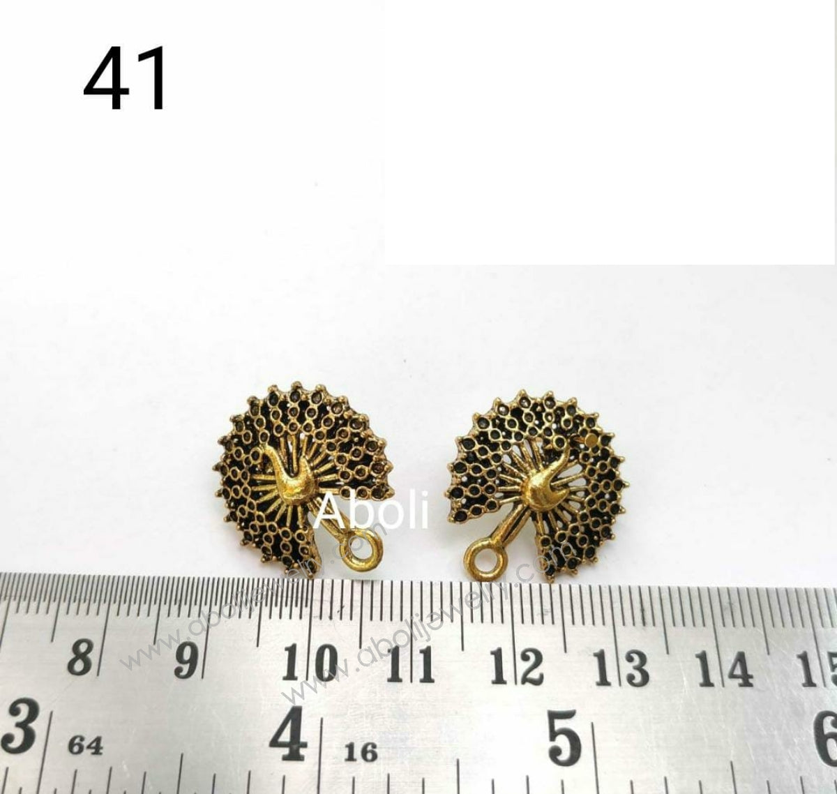 Golden peacock train stud earrings components metal earrings findings ESG41