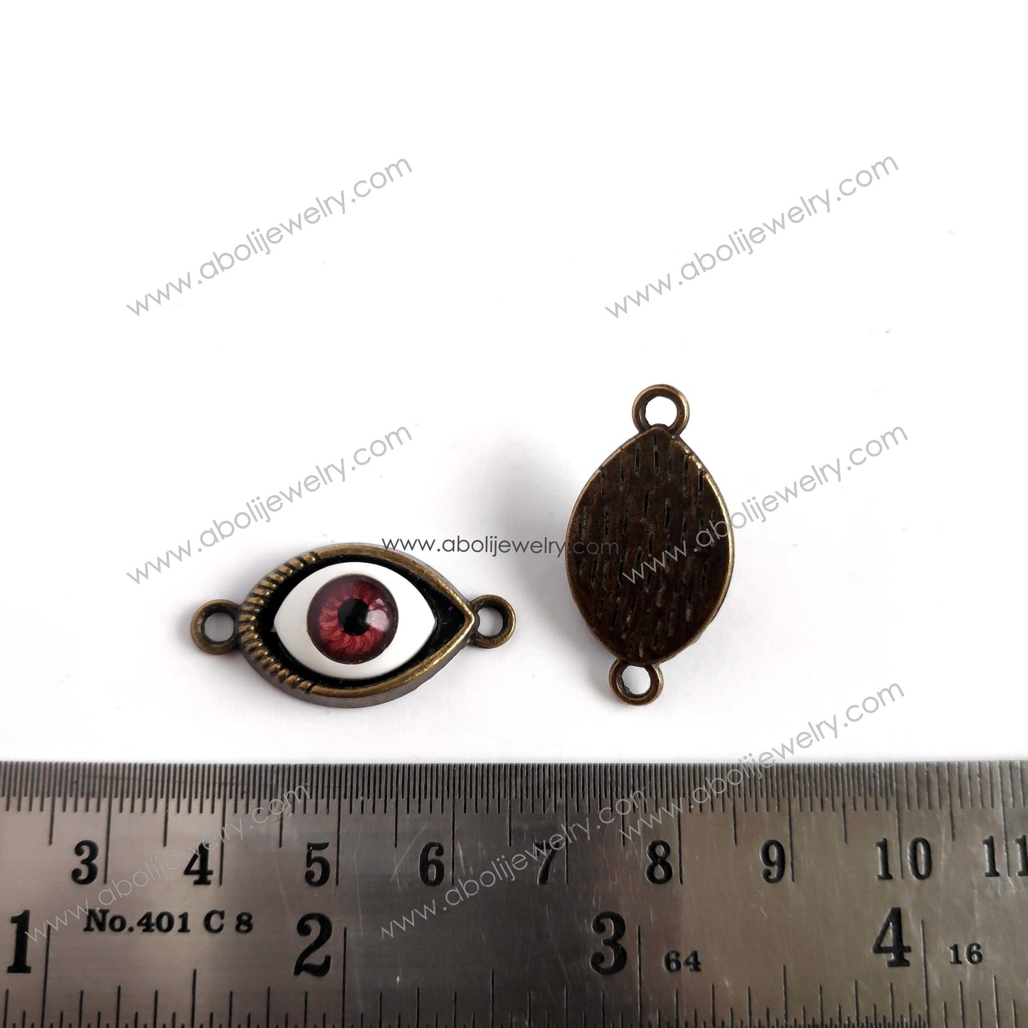 Realistic evil eye connector antique bronze eye connector