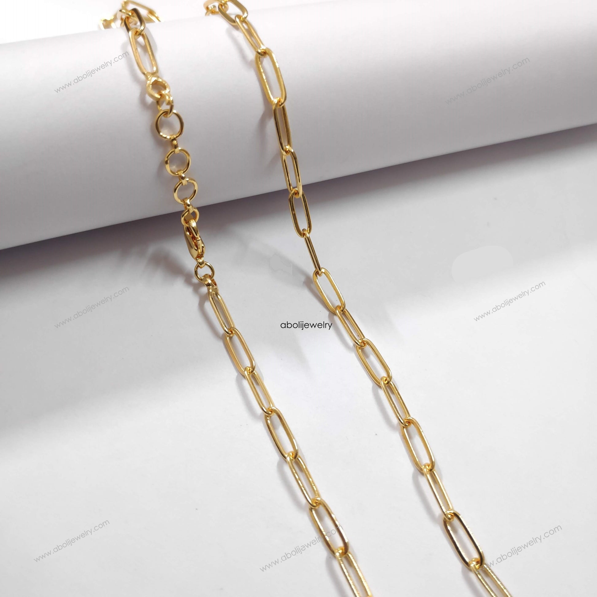 Tarnish resistant golden paperclip chain for necklace Brass big loop neck chain unisex PCNCBLG