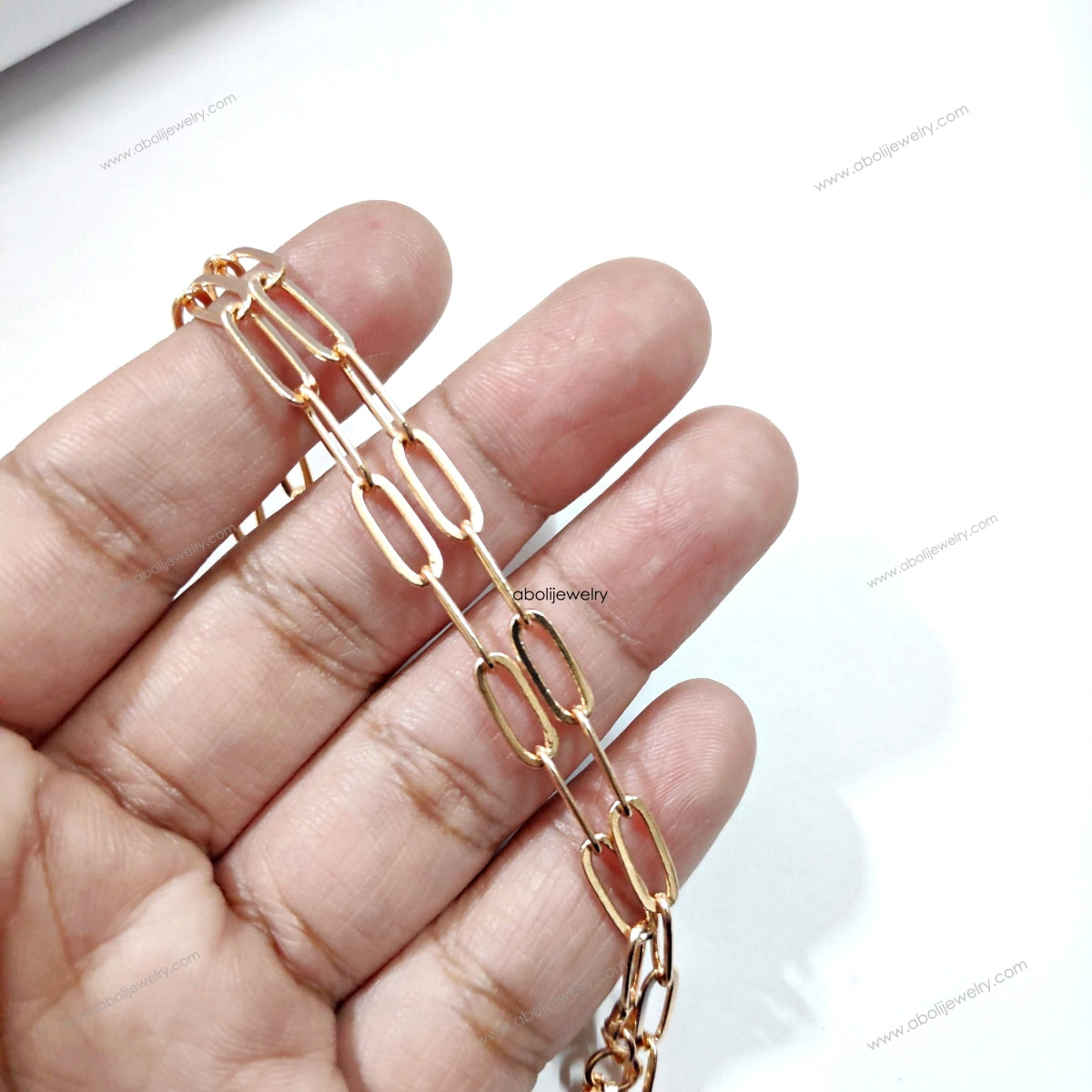 Tarnish resistant golden paperclip chain for necklace Brass big loop neck chain unisex PCNCBLG - Jewelry Supplies