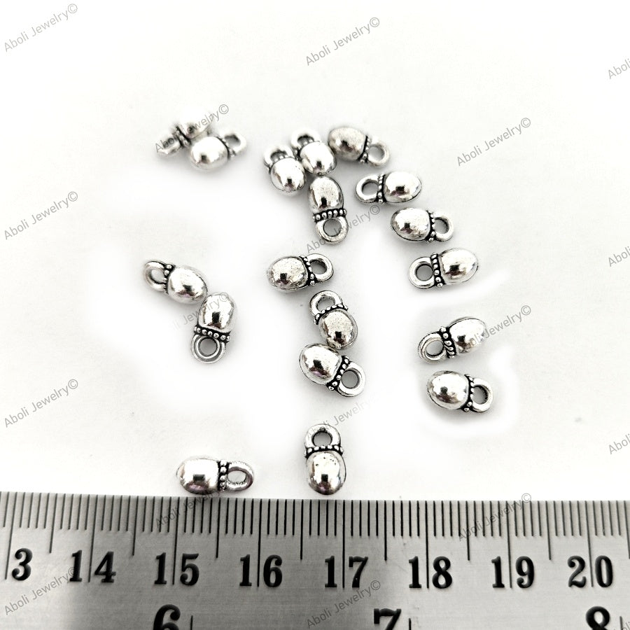 German silver ball dangle beads metal dangles jhumki 9 x 5 mm pendant charms latkan metal beads GSDB15 10 gm